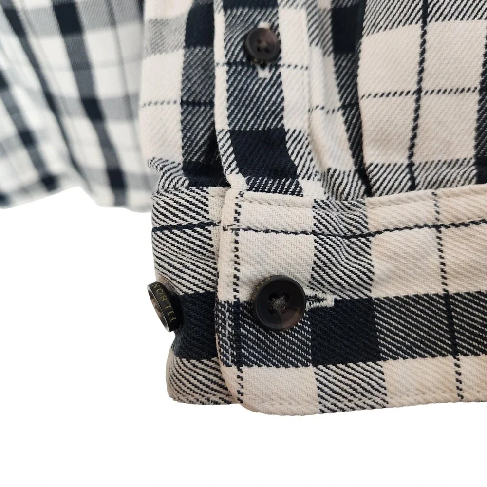 FILSON Alaskan Guide Shirt Womens Medium Cream Black Plaid Flannel Button Front - Picture 6 of 12